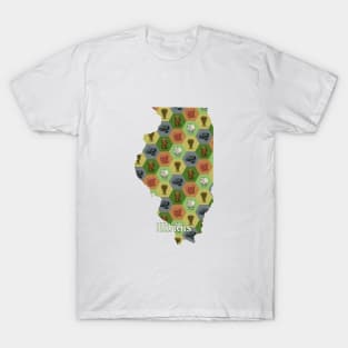 Illinois State Map Board Games T-Shirt